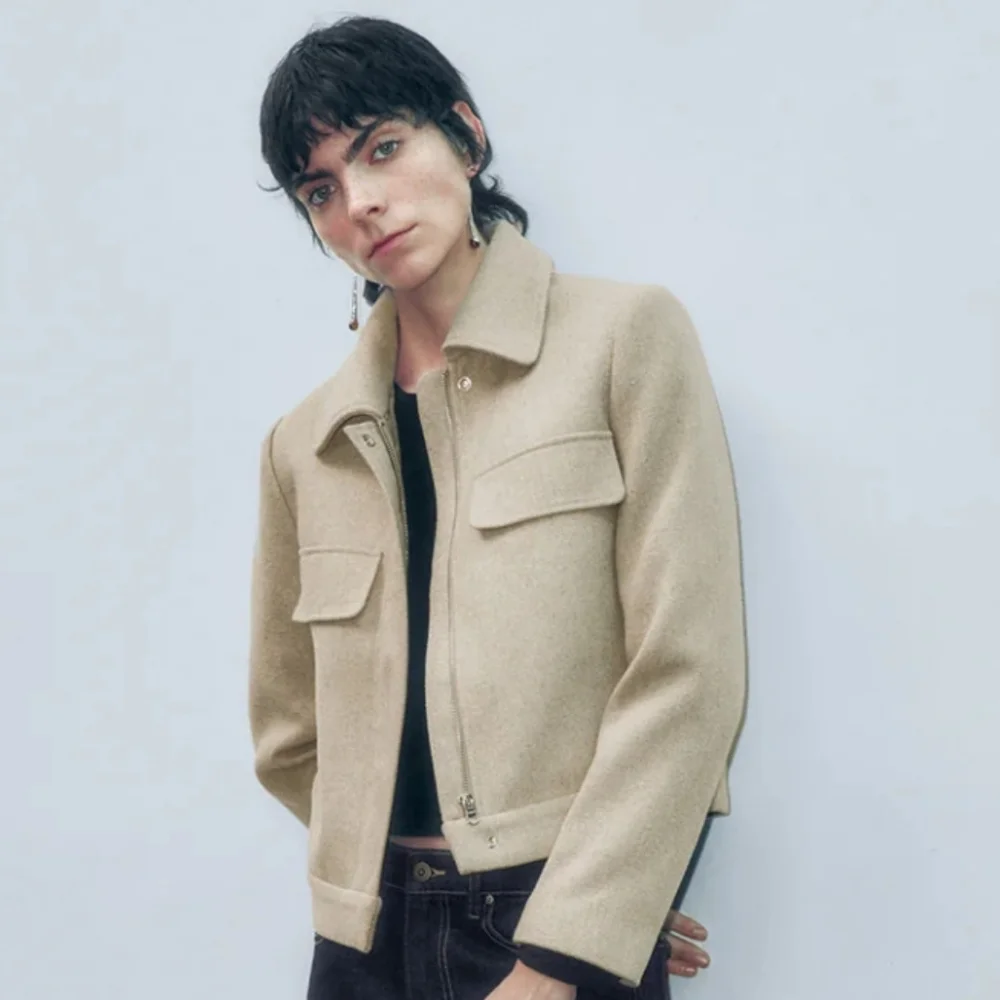 NWT URBAN REVIVO CROPPED FLAP POCKET JACKET - Picture 2 of 16